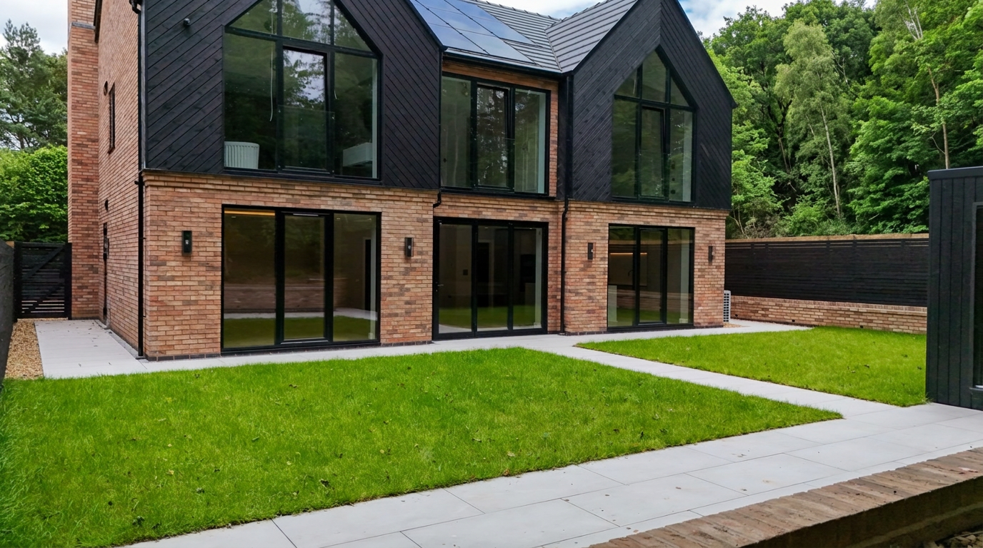 Completed bespoke five-bedroom home in Horton framed by woodland